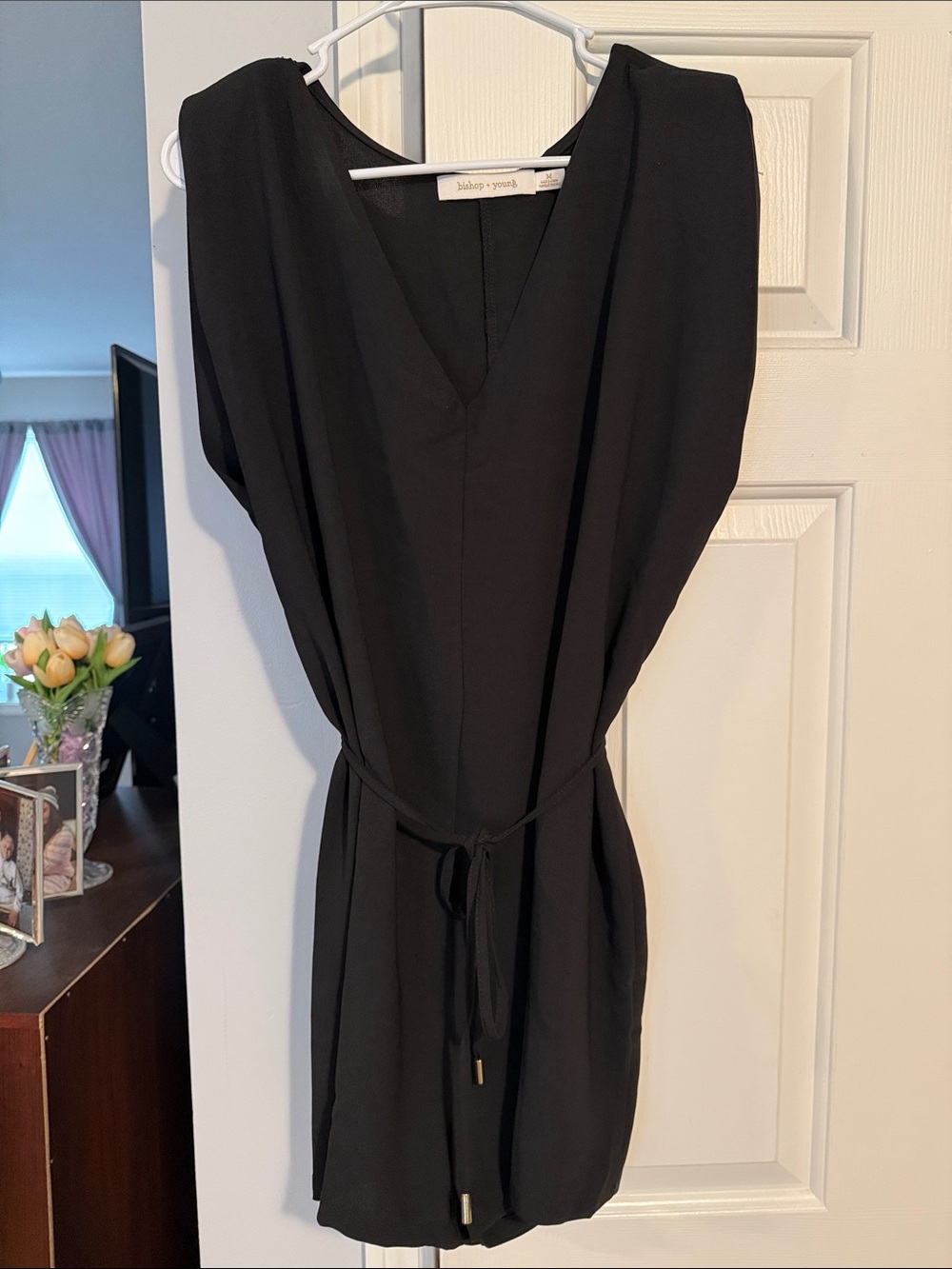 Bishop & Young BlackV-Neck Tie-Waist Romper